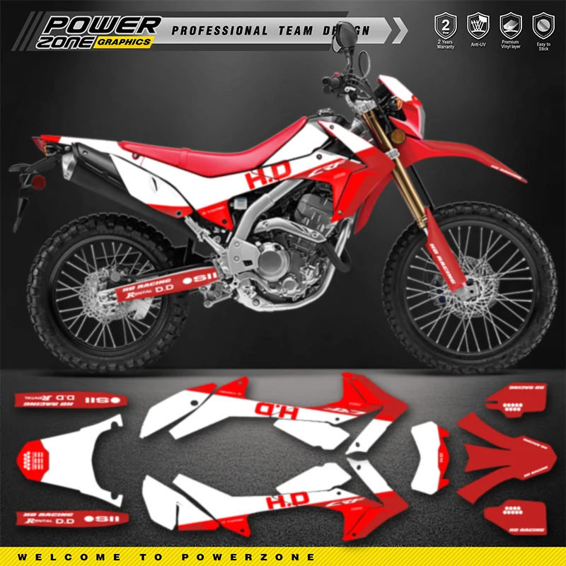 PowerZone Full Graphics Background Decals Stickers Kit For HONDA CRF250L 2020 2019 2018 2017 2016 2015- 2012 Customized 12