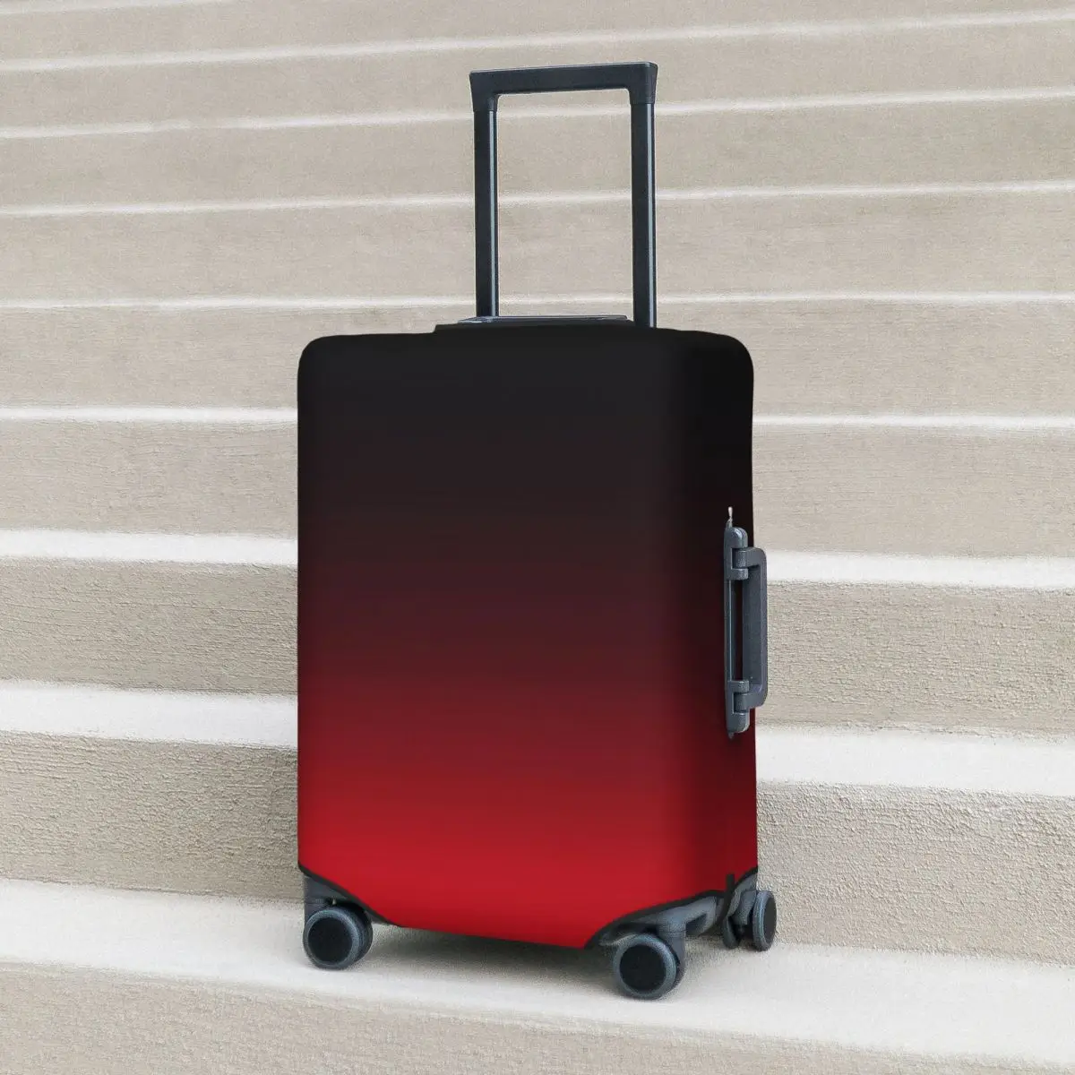 Bright Red And Black Ombre Suitcase Cover Flight Minimalist Gradient Useful Luggage Supplies Business Protector