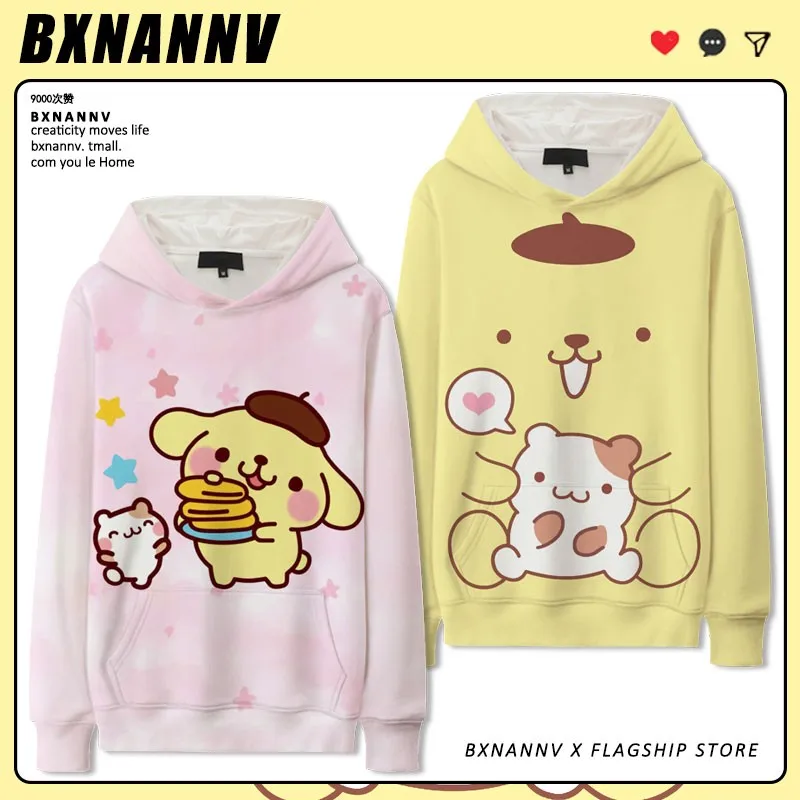 2024 New Pudding Dog Hooded Hoodie Female Sanrio Co-branded Coat Tide Ins Everything With Loose Clothes Girls