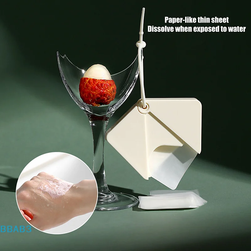 

1 Box (50 Sheets) Water-Soluble Paper Soap Sheet For Traveling Washing Hand Mini Paper Soap Scented Slice Bath Cleaning Supplies