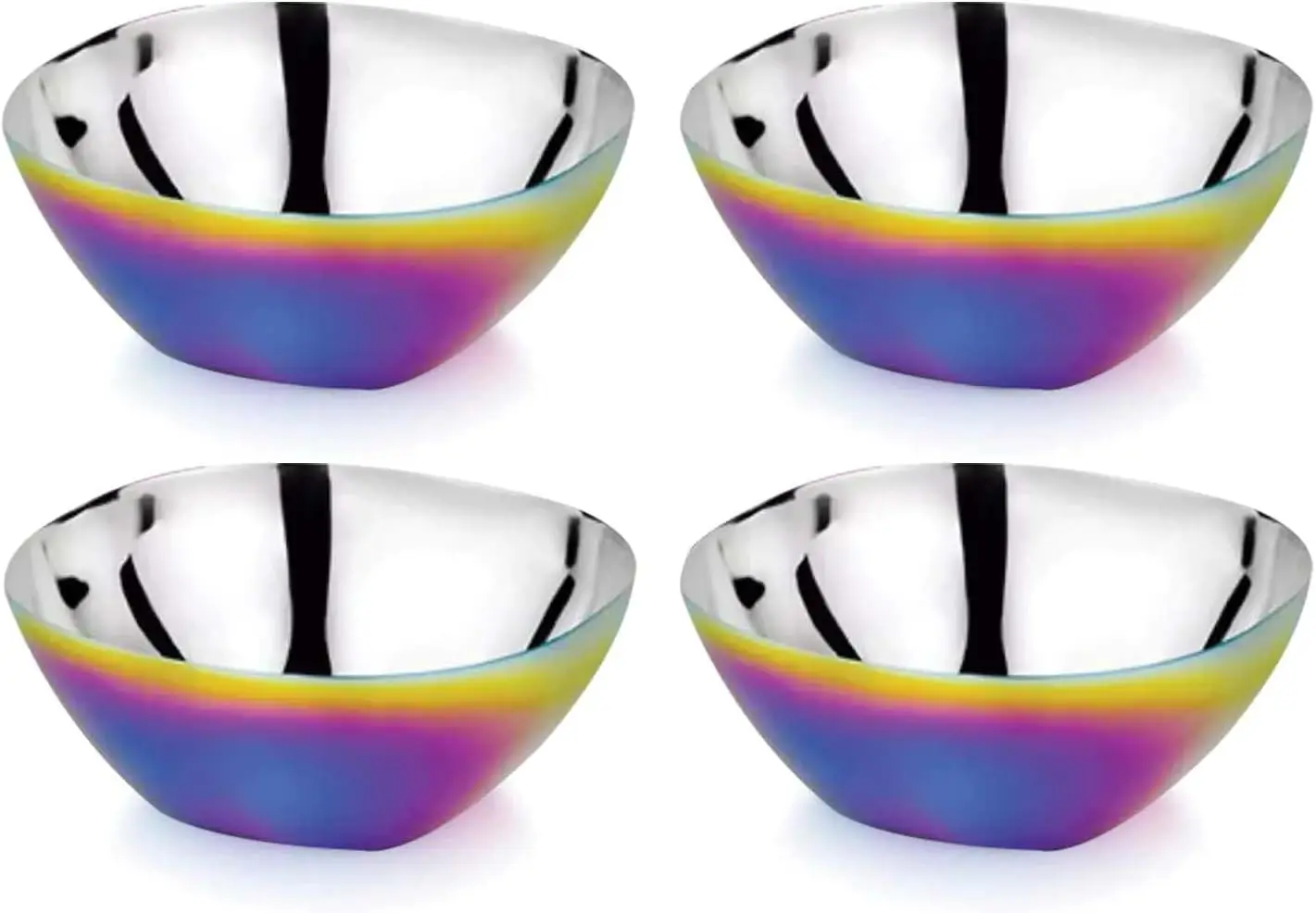 

Детские миски из нержавеющей стали, прочный набор для перекусов, разработанный педиатрами, нетоксичный и пригодный для мытья в посудомоечной машине, 4 радужных цвета