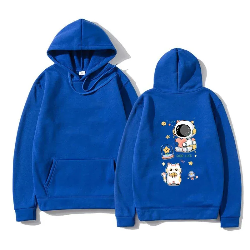 Astronaut Space Cute Cartoon Printed Hooded Women Prevalent Fashion Hoodies Casual Loose Sweatshirt Female Classic Streetwear