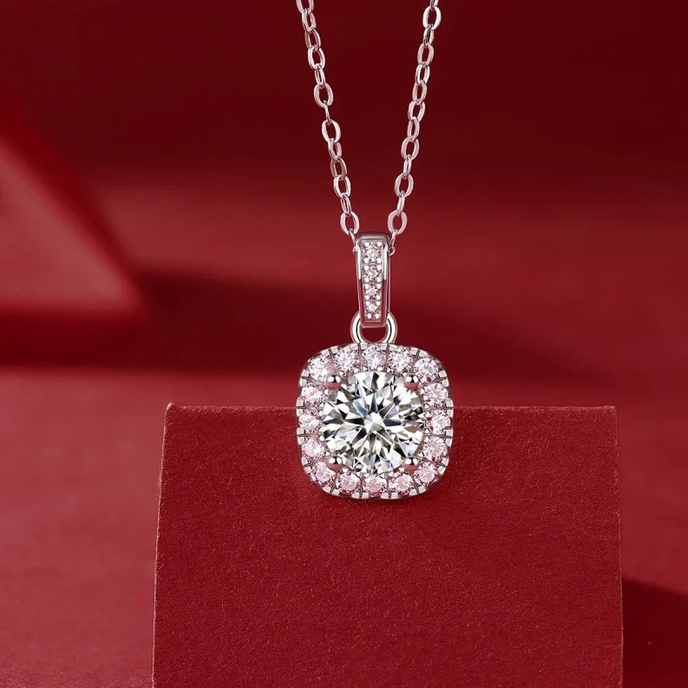 1-3CT Classic Moissanite Pendent Necklace with GRA Certificate 925 Sterling Silver Necklaces for Women Wedding Party Jewelry