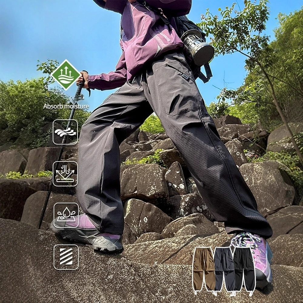 

Outdoor Triple - Proof (Water/Stain/Oil) Fleece - Lined Loose Fit Cargo Pants with Large Pockets, Unisex Hiking Trousers