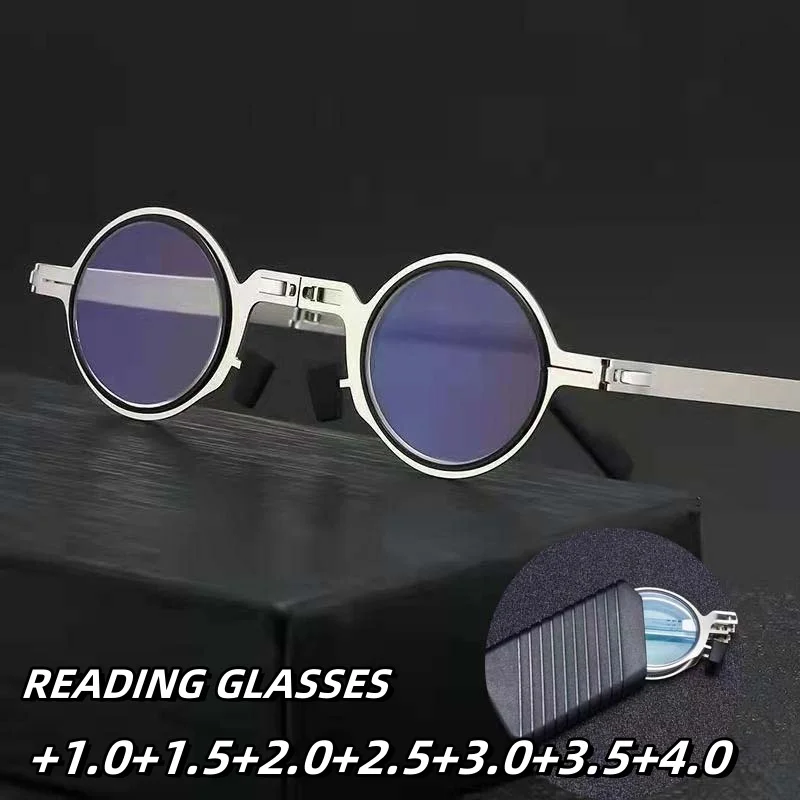 Ultra Light Non Screw Folding Anti Blue Light Reading Glasses High-definition Portable Eyewear Fashion Retro Reading Glasses