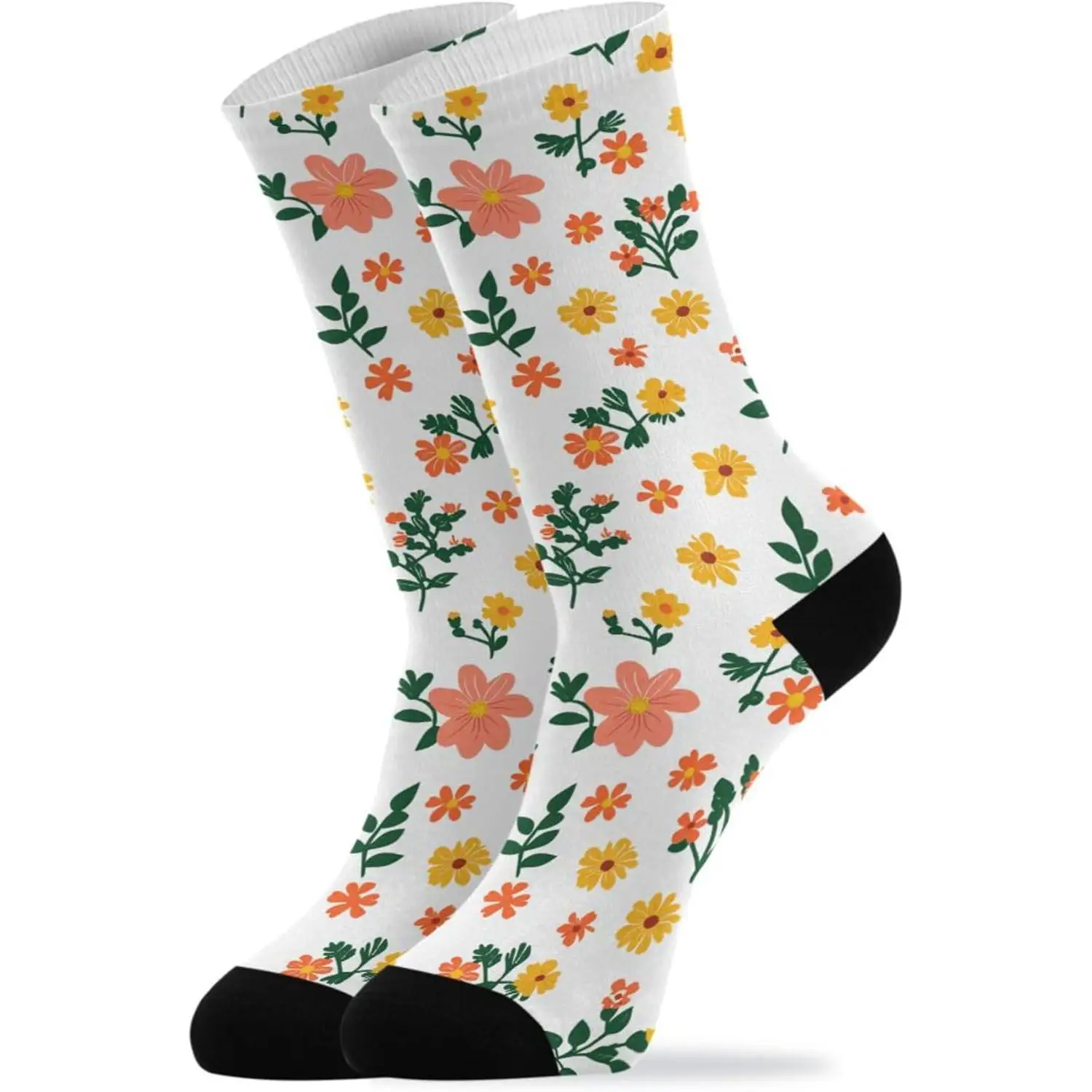 

Womens Crew Socks Autumn Flowers ButterflY Beige Casual Comfortable Mens Trouser Socks for Climbing Riding Sleeping