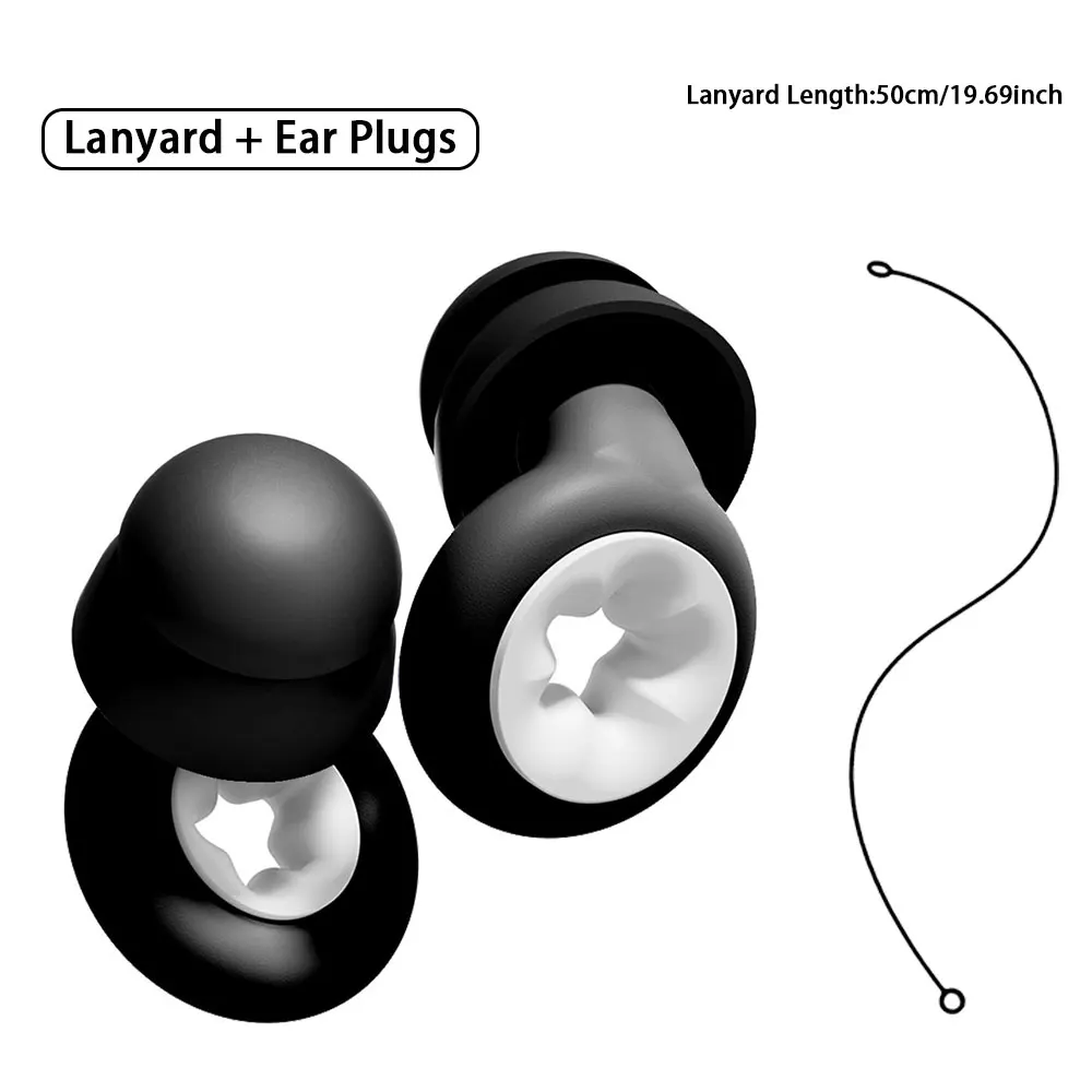 Comfort Earplugs with Silicone Lanyard for Snoring Noise Dampening Lessen Ambient Sound Disturbance Light Sleepers Daily Indoor
