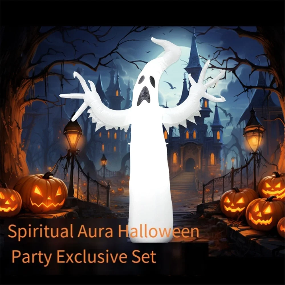 Halloween Inflatable Ghost, Led Light up Ghost Decoration, Spooky Prop for Yard, Outdoor Haunted House Party Decor