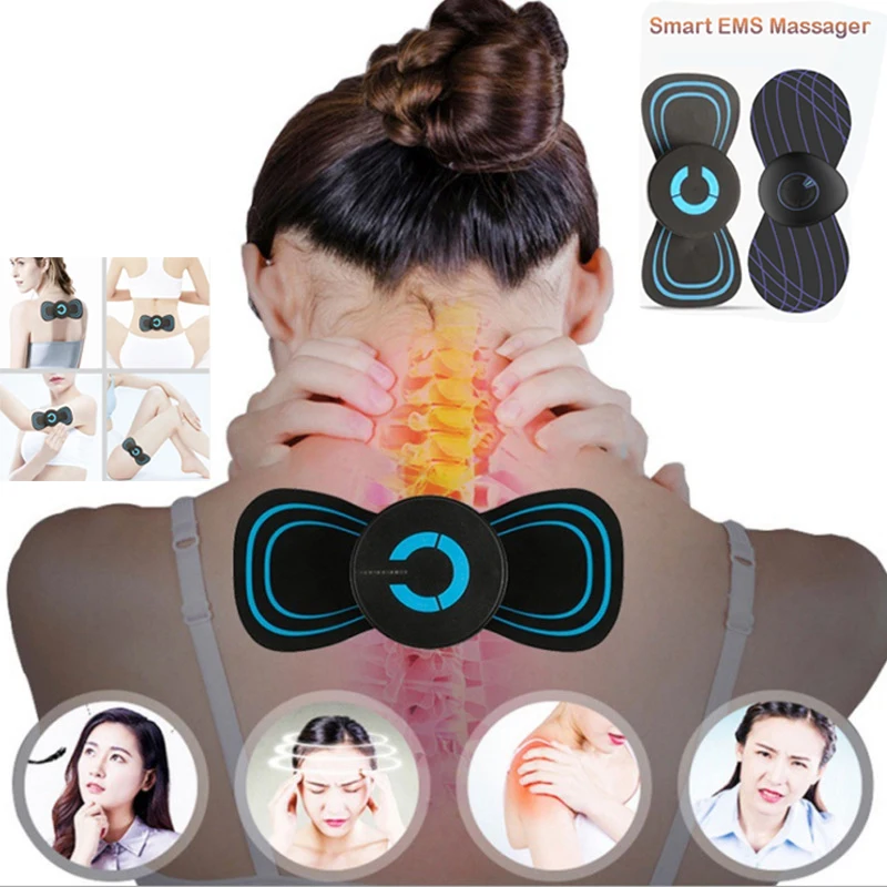 

Portable EMS Cervical Spine Massage Stickers Electric Neck Massager Pain Relief Body Massage Device masajeadora muscular