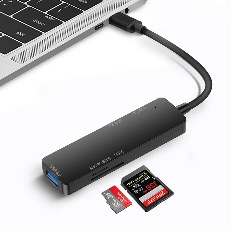 5-портовый USB-концентратор 3,0, высокоскоростной адаптер USB Type C для нескольких устройств, компьютеров, ноутбуков, настольных ПК, карт-ридеров флэш-памяти