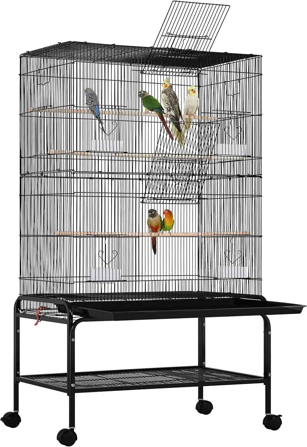 

53'' Large Bird Cage Budgie Cage for Parakeets Cockatiels Conures Lovebirds Parrots with Rolling Stand