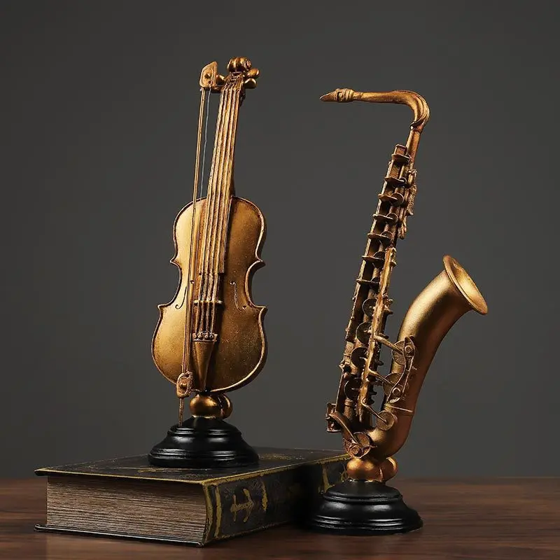 ‌European Violin Resin Sculpture‌ - Elegant Musical Art for Home & Bar Cabinet