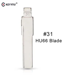 KEYYOU chiave remota vuota lama non tagliata No.31 per VW Volkswagen Jetta Golf Passat Tiguan Beetle Polo Bora Touran Ibiza Leon Octavia