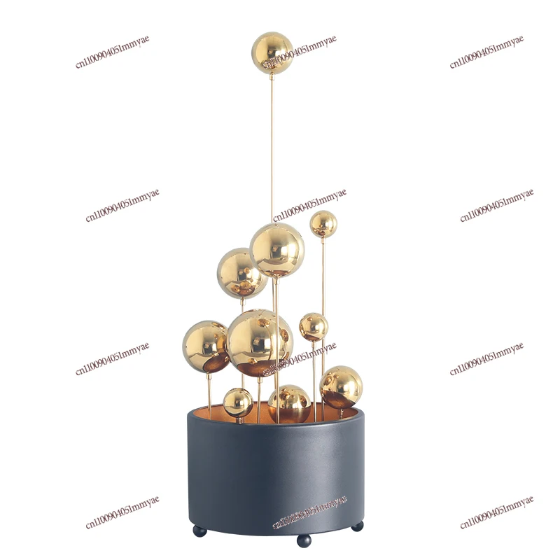 

High-grade Simple Modern Floor-to-ceiling Color Geometric Metal Ball Light Luxury Ornament