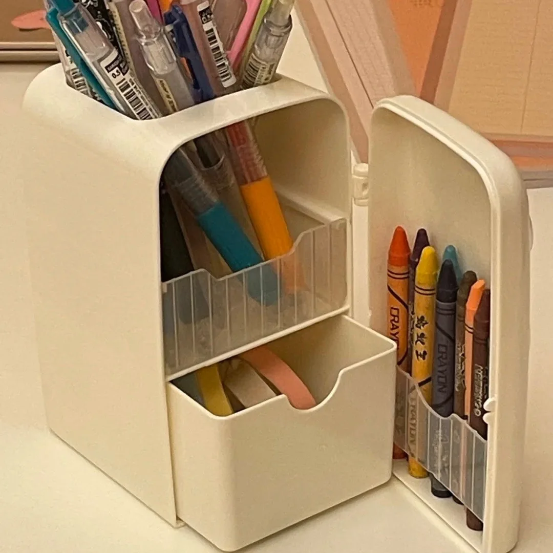 Japanese Creative Refrige Pen Holder Case Girls Cute Multifun Stationery Drawer Storage Box Kawaii Large-capacity Desk Organizer