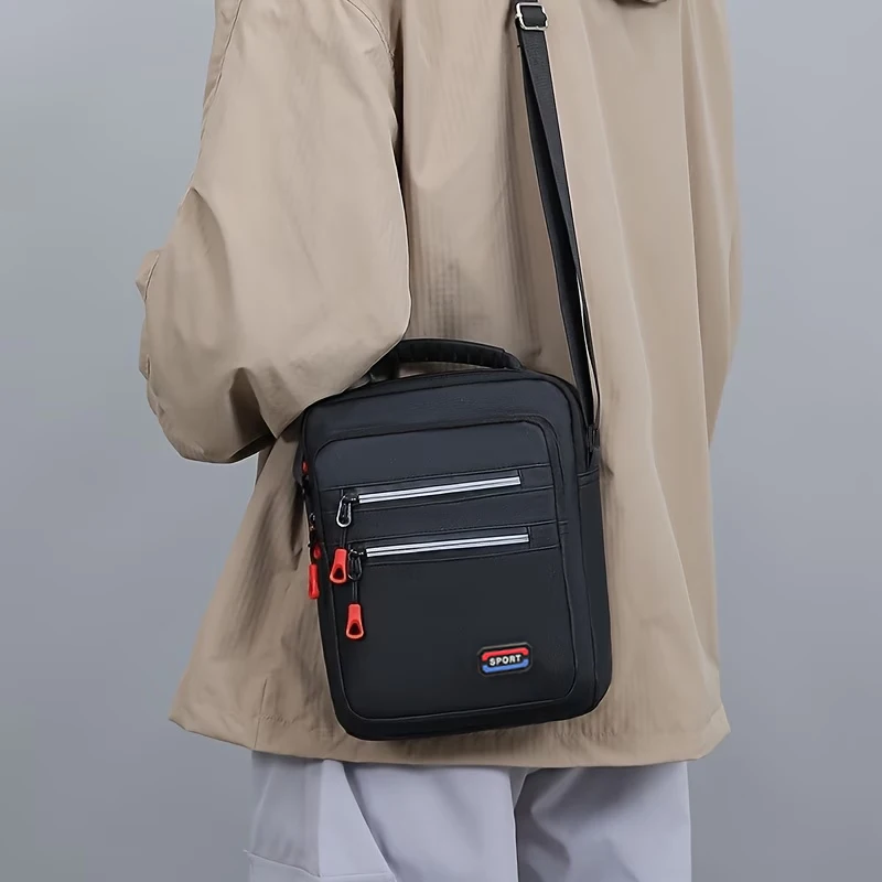 Klassische Sport-Umhängetasche mit mehreren Taschen, strapazierfähige, wasserabweisende Nylon-Umhängetasche für Herren, für den Alltag und Freizeit – Detail 10