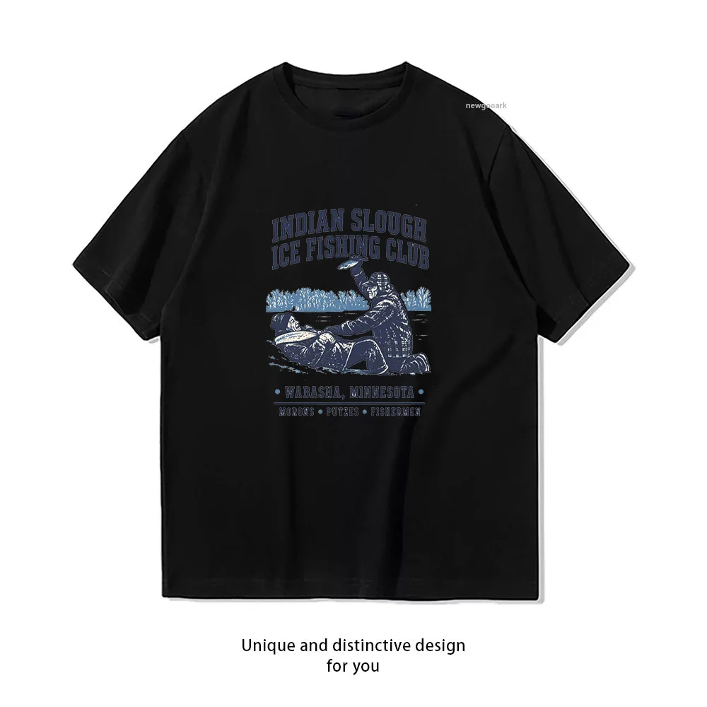 Indian Slough Ice Fishing Club Wabasha Minnesota T-shirt Woman Man Casual Cotton Printed T Shirts Adult Streetwear Camisetas