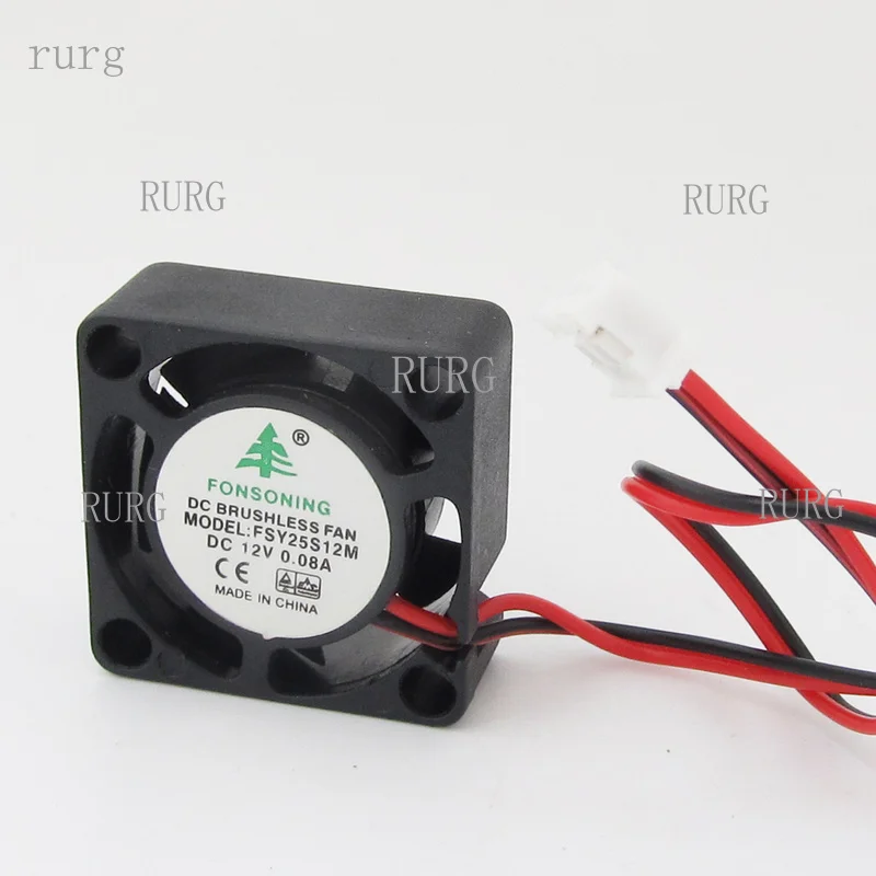 R+ 1-piece brushless DC cooling fan, 25x25x10mm, 25mm, 2510, 12V, 0.08A, 5 blades, 2-pin