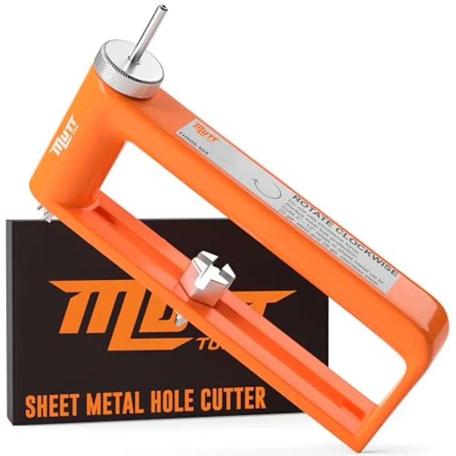

Mutt Tools Adjustable Hole Cutter for Metal Cuts 2 12" Holes in 24ga Steel and 26ga Stainless Heavy Duty Tool for HVAC Duct Wor