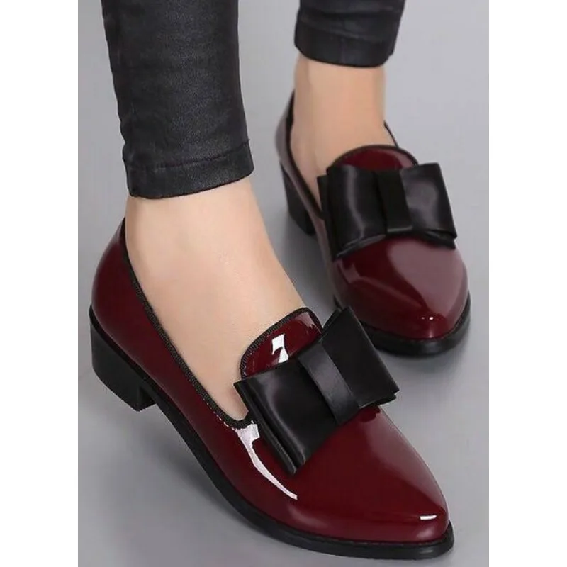 Women Low Heels Shoes Loafers Patent Leather Shoes for Women Slip On Female Footwear Pointed Toe Fashion Pumps Spring Autumn