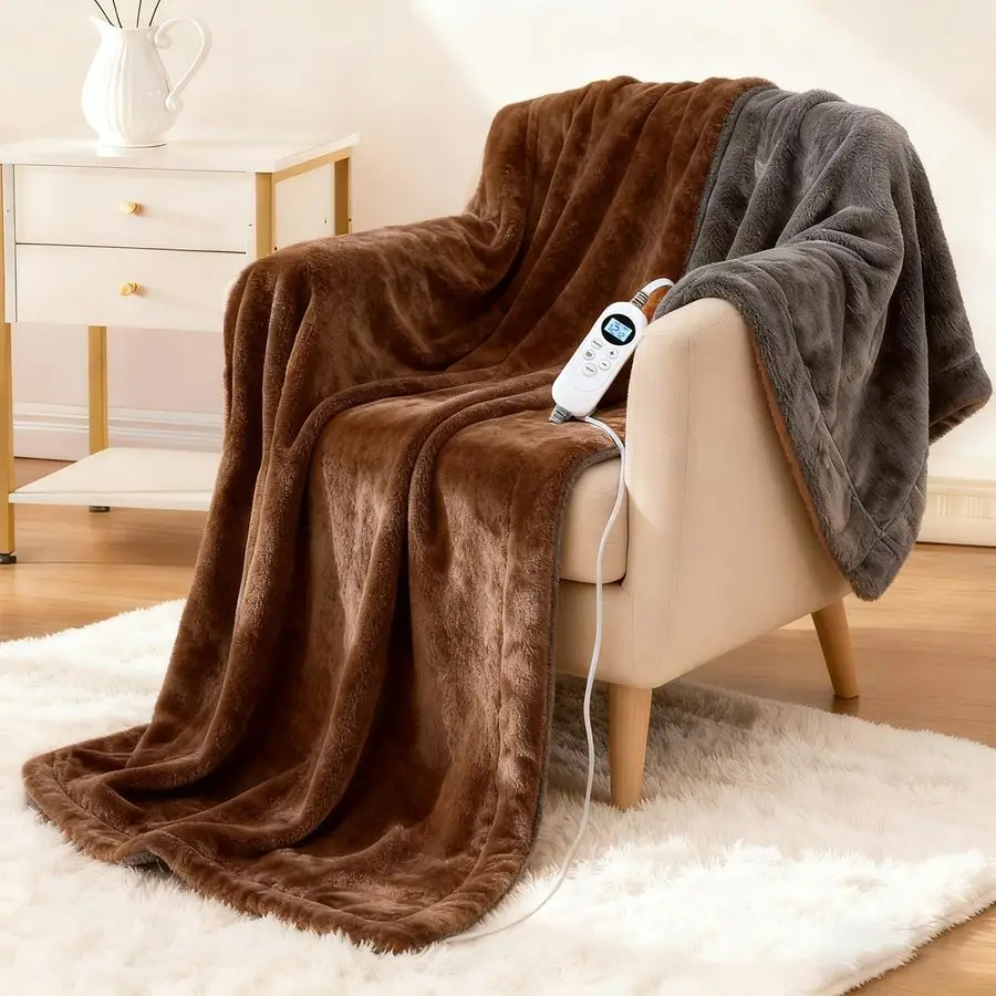 

Heated Blanket Throw 50 x 60 Soft DualSided Flannel Fast Heating 12 Heat Levels 112H Timer amp Overheat Protection amp Auto Shut