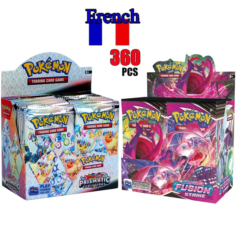 360 Stück/Set Pokémon FUSION STRIKE Französische Karte Darkness Ablaze SCARLET VIOLET 151 Prismatic Evolutions Booster Sammelkarte