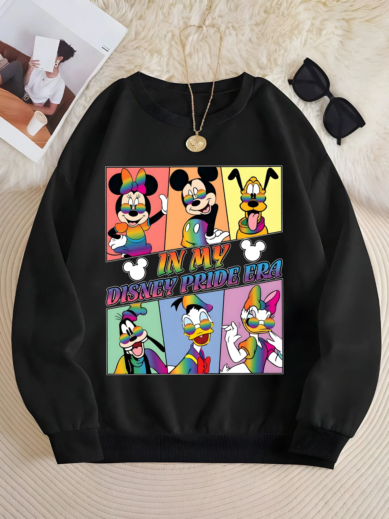 Disney Fashion Mickey Mouse Emojis Bedruckte Mode Herren- und Damen-Sportbekleidung Hoodies Herbst/Winter Große Lose