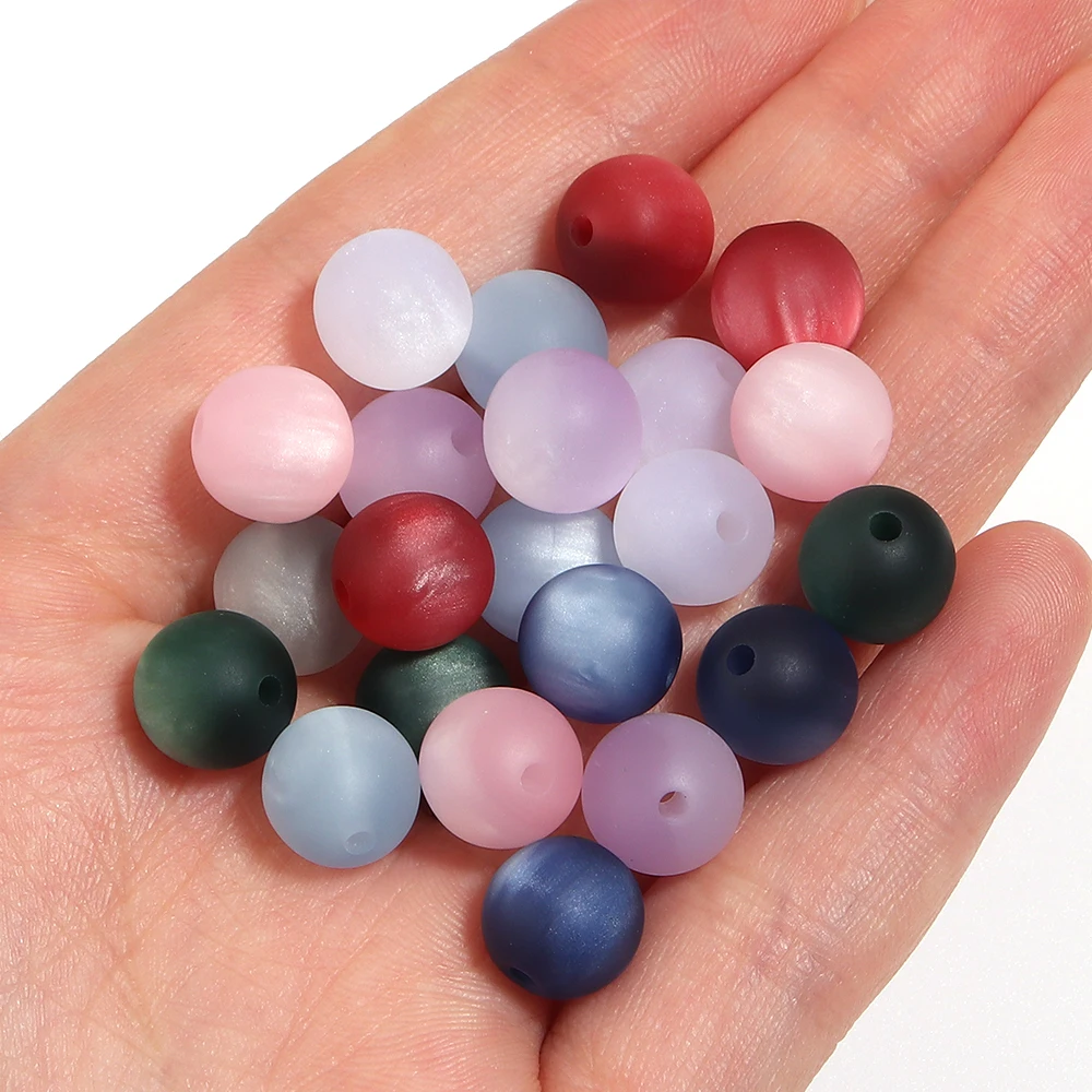 20 Stück/Los 10mm Matte Katzenaugen-Harzperlen, bunte runde lose Spacer-Perlen für Schmuckherstellung, DIY-Armband- und Halskettenzubehör – Detail 5