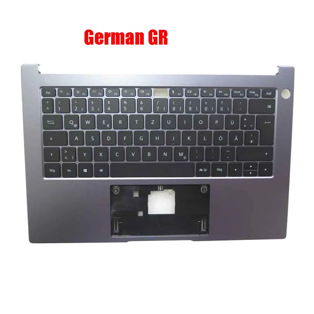 Imagem -04 - Palmrest para Laptop e Teclado Retroiluminado Bélgica be fr gr it ne sp para Huawei Notebook D14 Nbb-wah9 Nbb-wah9p Capa Superior Cinza