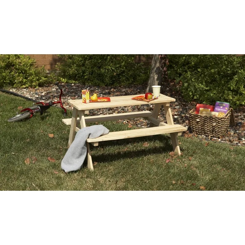 Banc d'extérieur en bois pour enfants, table à manger, robuste et durable, peut s'asseoir jusqu'à 4 enfants, 37x10.8x4.9 po, marron