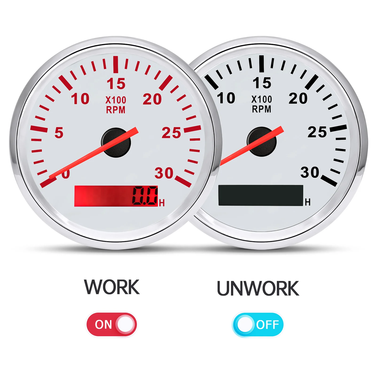 85mm Tachometer 3000RPM With Hourmeter Truck Car Boat Diesel Engine Tacho Meter RPM Gauge M18 / M16 Car Tachometer Sensor