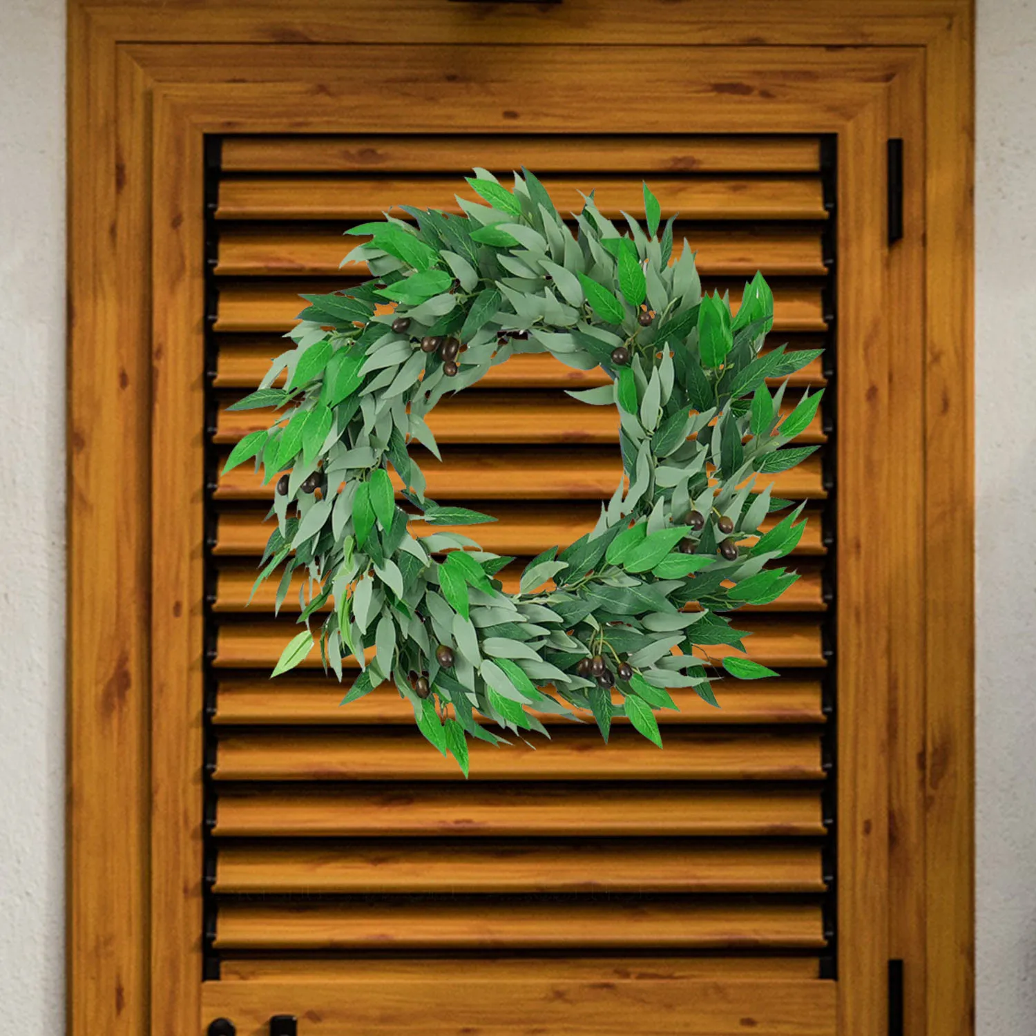 1PC Artificial Olive Leaf Spring Wreath Country Green Rustic Home Wall Door Hanging Event Party Wedding Decoration