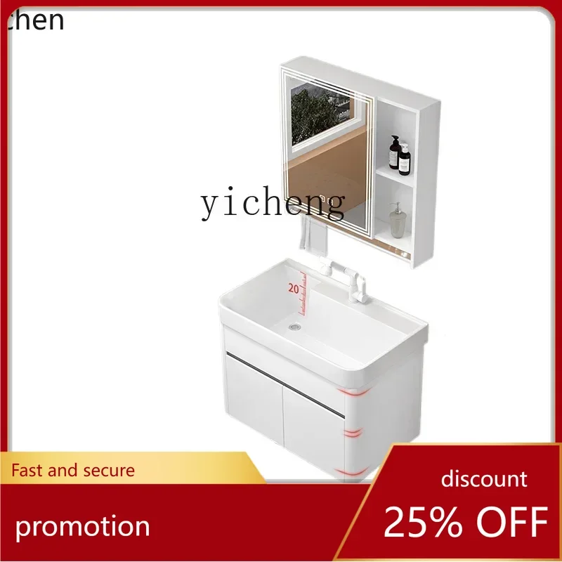 ZMLSpace الألومنيوم العسل الألومنيوم السيراميك حوض وحدة صغيرة خاصة خزانة حمام مزيج مغسلة بيضاء #1