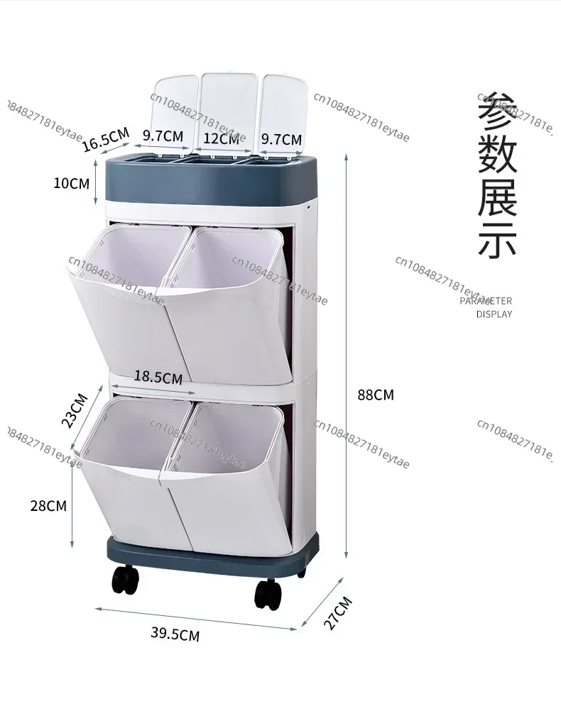 New 65L Large Waste Bucket Kitchen Gap Wet Dry Separation Trash Can With Lid Home  Bag Storage Box Organizer Rack