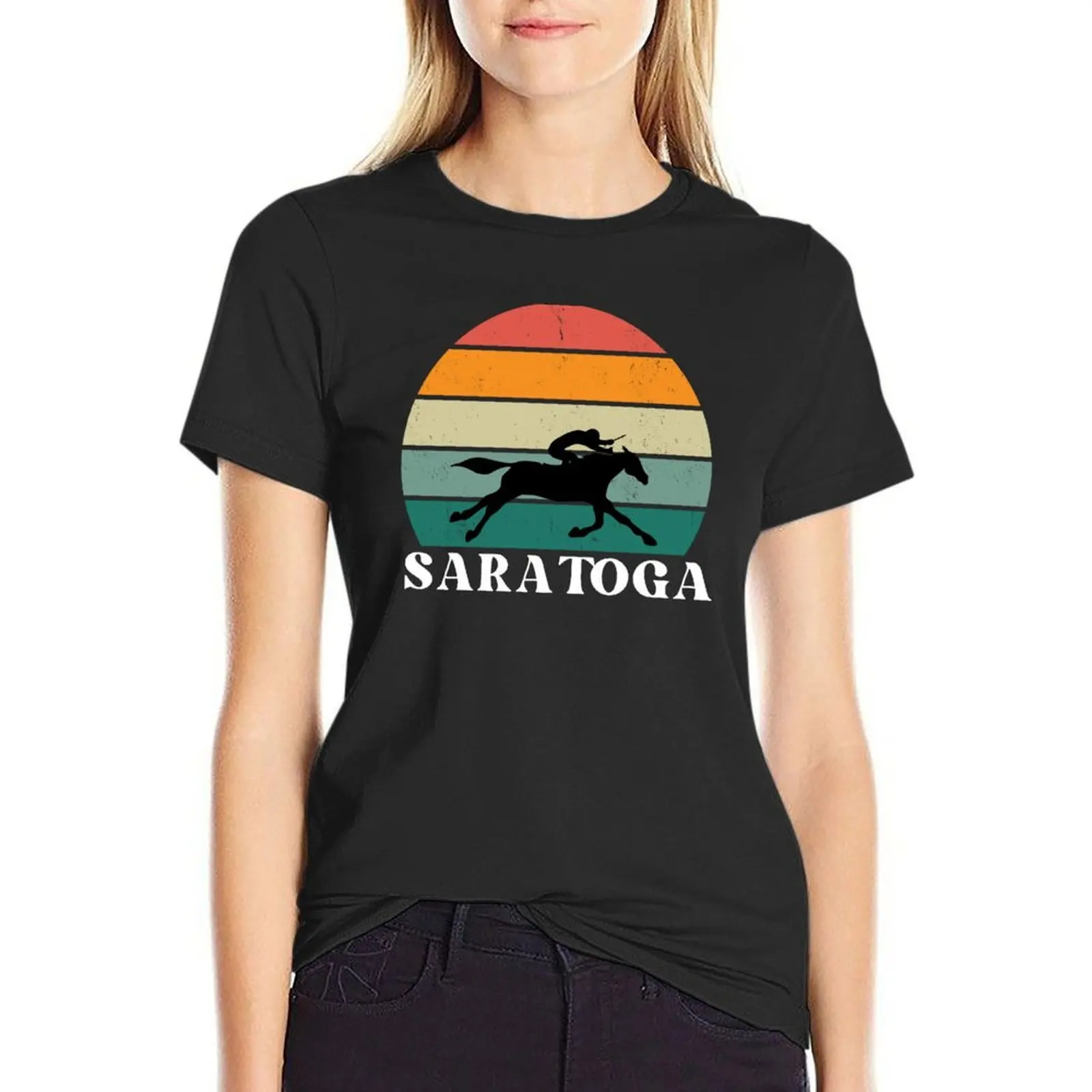 Saratoga Race Track T-Shirt Zomer Tops Shirts Grafisch T-Shirts Esthetische Kleding Katoenen T Shirts Vrouwen