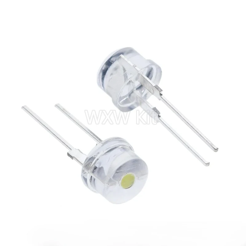 10PCS F8 8MM White Blue Green Red Yellow LED Super Bright Straw Hat Light Emitting Diode Highlighted White 0.5W Astigmatism