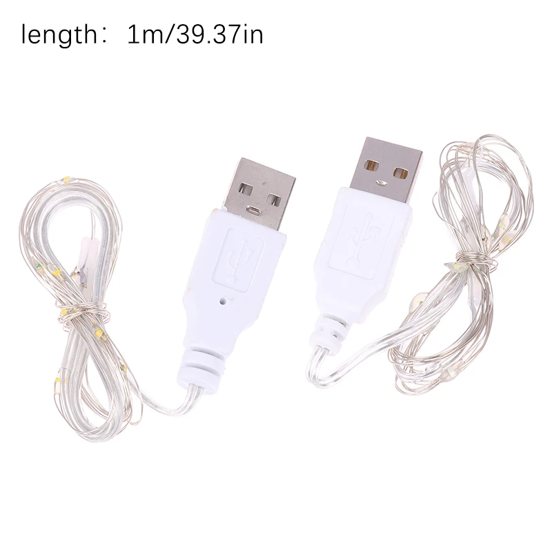 1PC 1เมตร USB 10LED สตริงไฟสายทองแดงไฟนางฟ้ากันน้ำสำหรับการตกแต่งคริสต์มาสปาร์ตี้งานแต่งงาน
