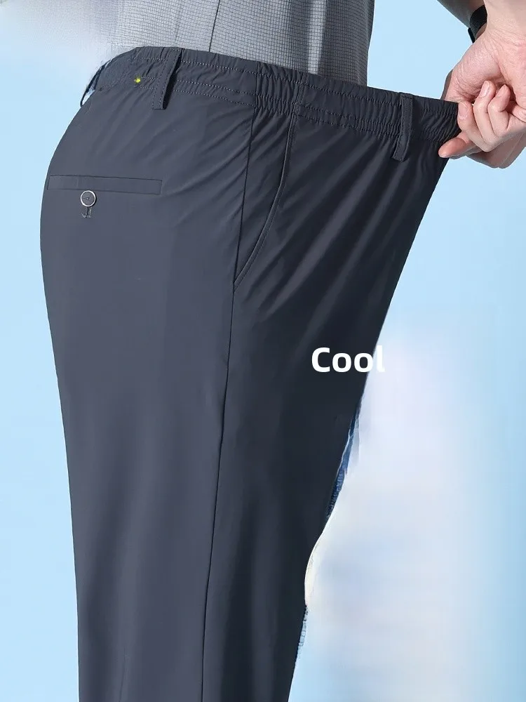 

Ice Silk Ultra-Thin Qui-Dry Sports Pants Loose Elastic Waist Summer Dad Casual Trousers Faionable Urban Sle Busin Ca...