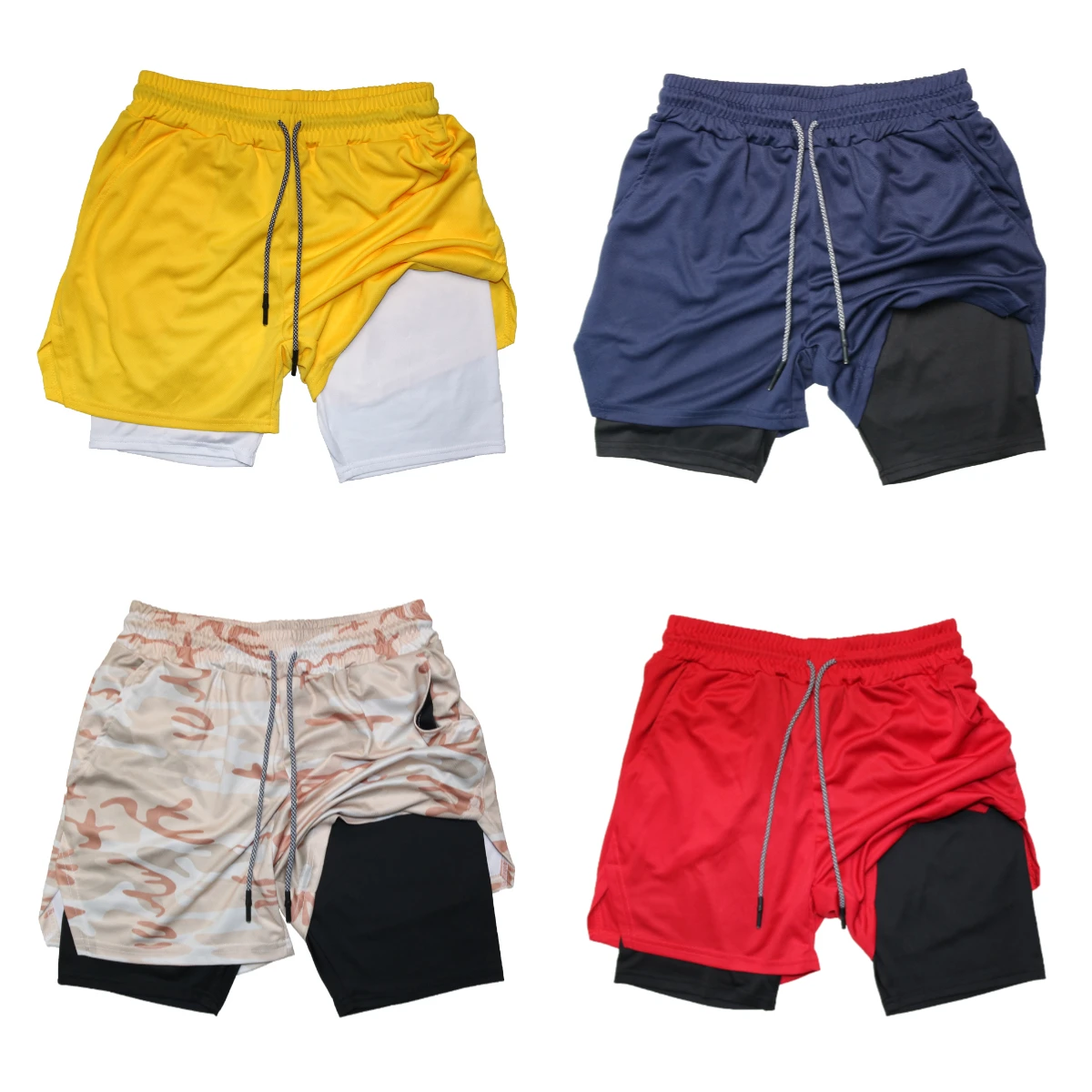 

2025 Summer Hot Sale Men's Running Shorts Sportswear Double Shorts 2-in-1 Training Exercise Clothing Gym Fitness Sports Shorts