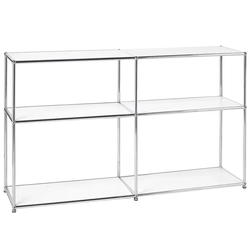 Shelf Nordic floor-to-ceiling multi-layer bookshelf, modern stainless steel wrought iron, shelf modular combined cabinet