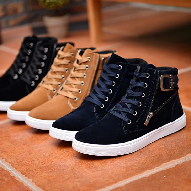 Designer Men's Skateboarding Shoes High Top Men's Casual Shoes Frosted Suede Comfortable Sneakers Retro British Style Flats Shoe