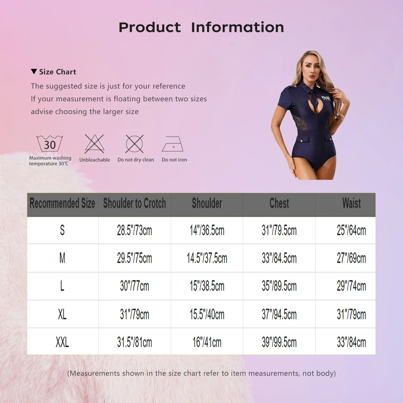 

Women Police Role Play Bodysuit Halloween Policeman Costume Short Sleeve Cut Out Jumpsuit with Tie for Cosplay Festivals Party