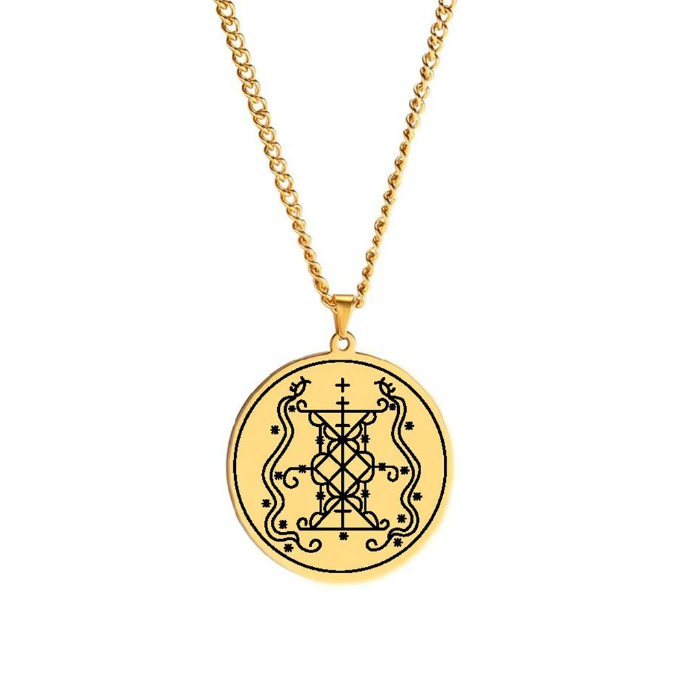 HLSS063 Amulette de Papa Damballah Voodoo Loa Veve Symbol Stainless Steel Laser Marking Pendant Necklace