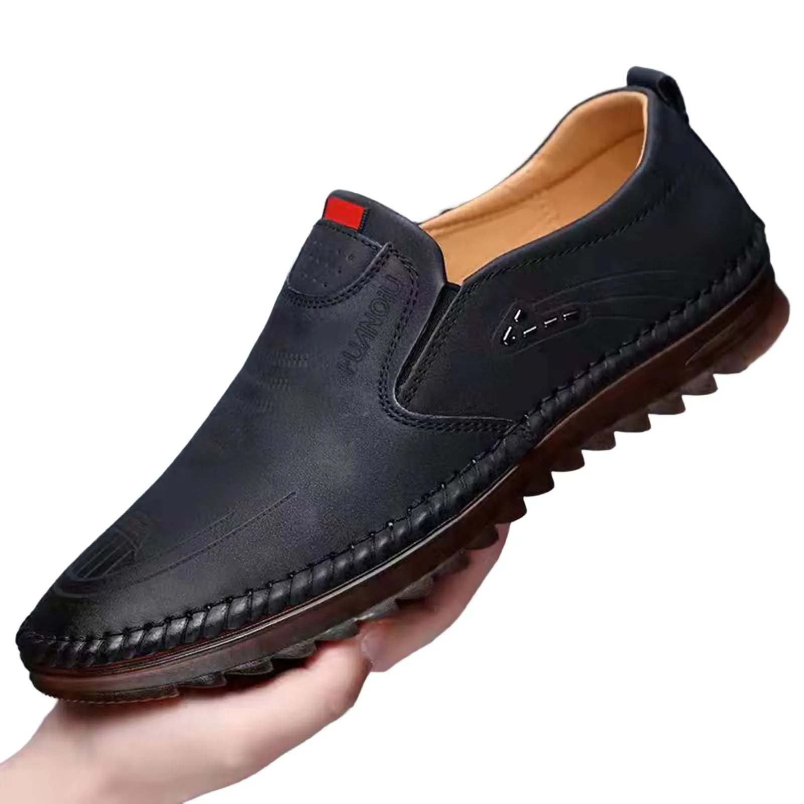 Men Casual Flat Leather Shoes Non-slip Male Shoes with Soft Leather Gift for Christmas Birthday