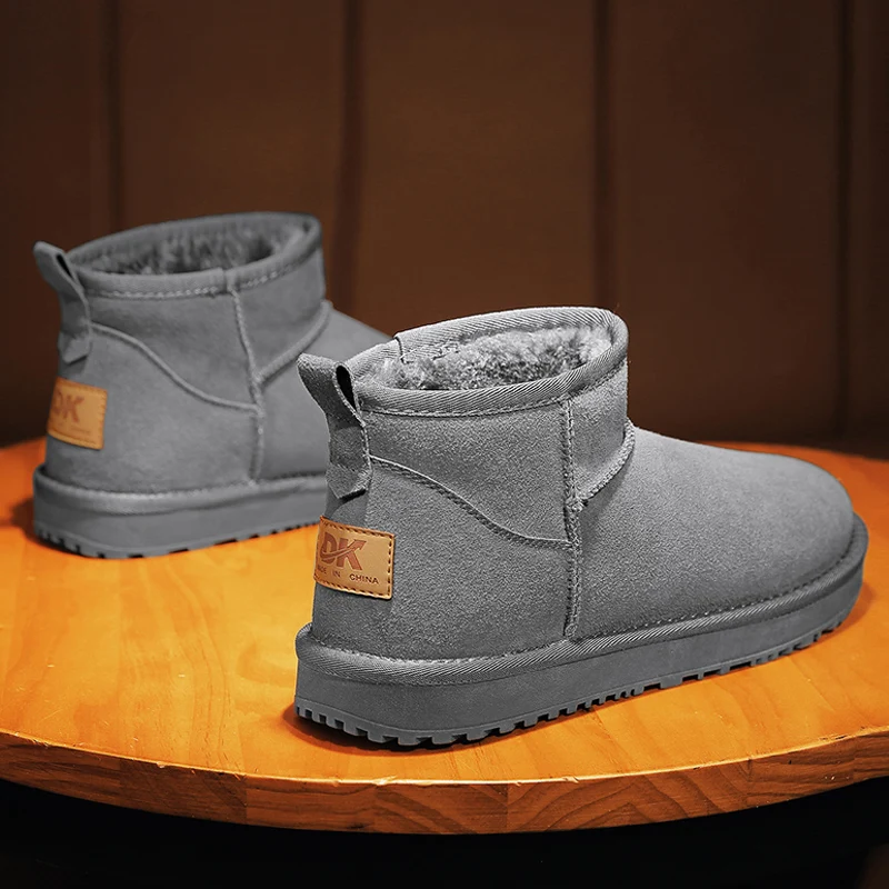 Retro Thick Warm Fleece Lined Work Ankle Boots Shock Absorb Wear Resistant Outsole Slip Resistant Upper Footwear For Men Winter