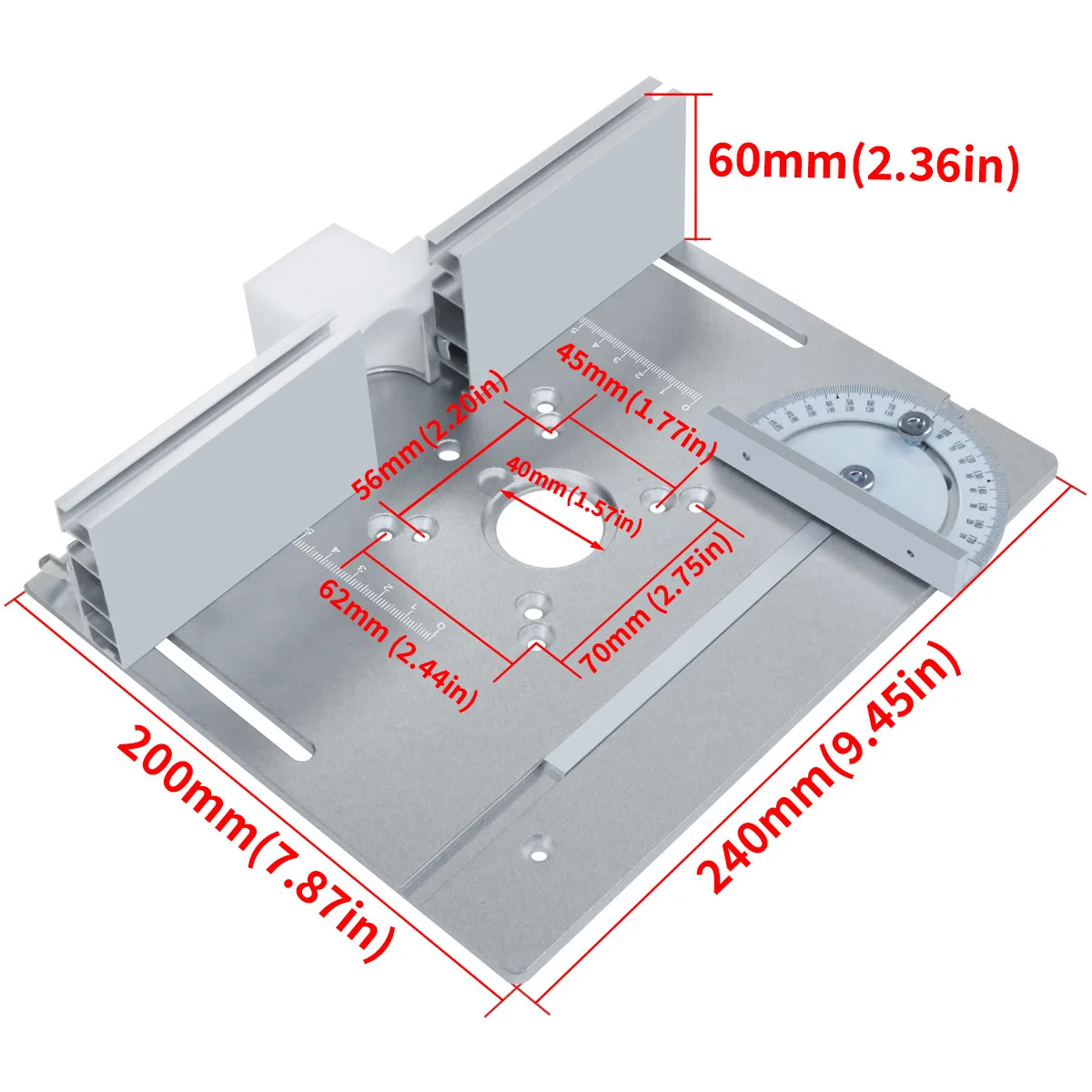 Multifunctional Trimmer Engraving MachineC8 Aluminum Router Table Insert Plate W/Miter Gauge for Woodworking Benches Saw