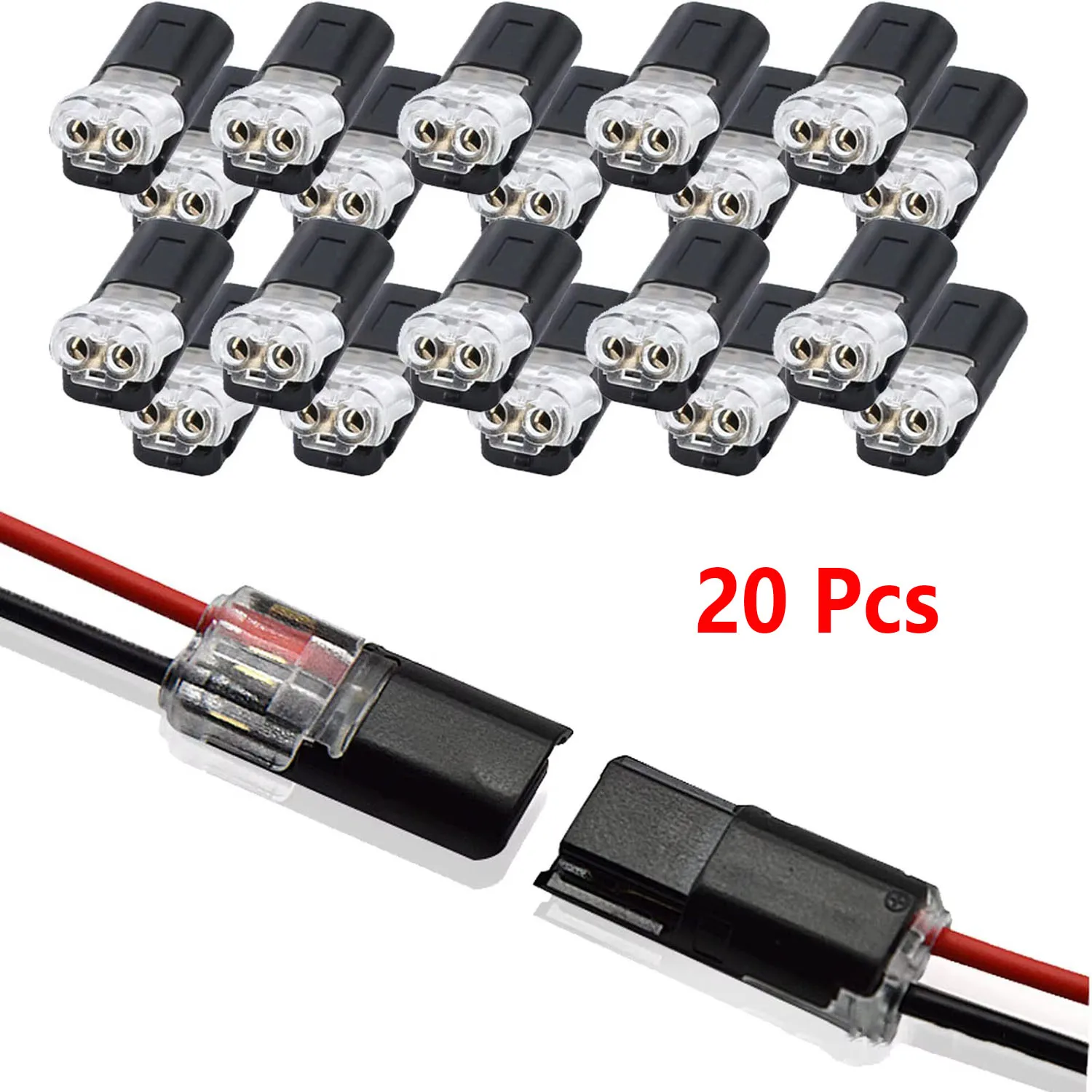 20/30/50/100 stuks vergrendelbare plug-in led-connectoren met twee draden, 2-pins 2-weg universele compacte kabelconnectoren