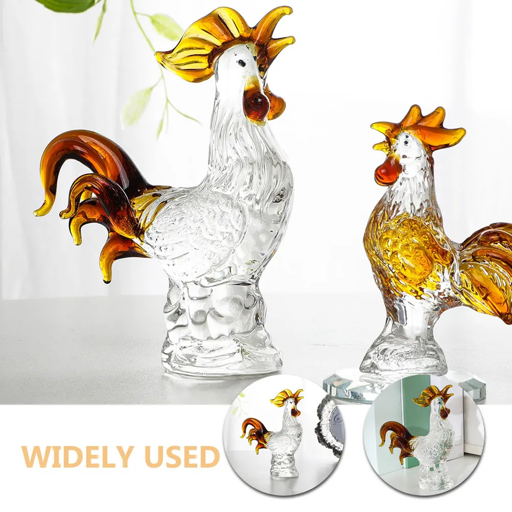 

Charming Cartoon Rooster Crystal Ornament Desktop Decoration Fresh Colors Long Lasting Durability Chicken Shape Ornaments
