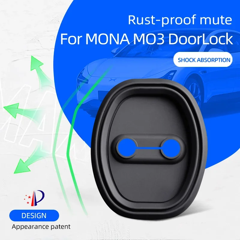 Door Lock Cover Applicable To Xiaopeng Mona M03, Silicone Rust-Proof Mute Protector, Shock Absorption,4Pcs Set