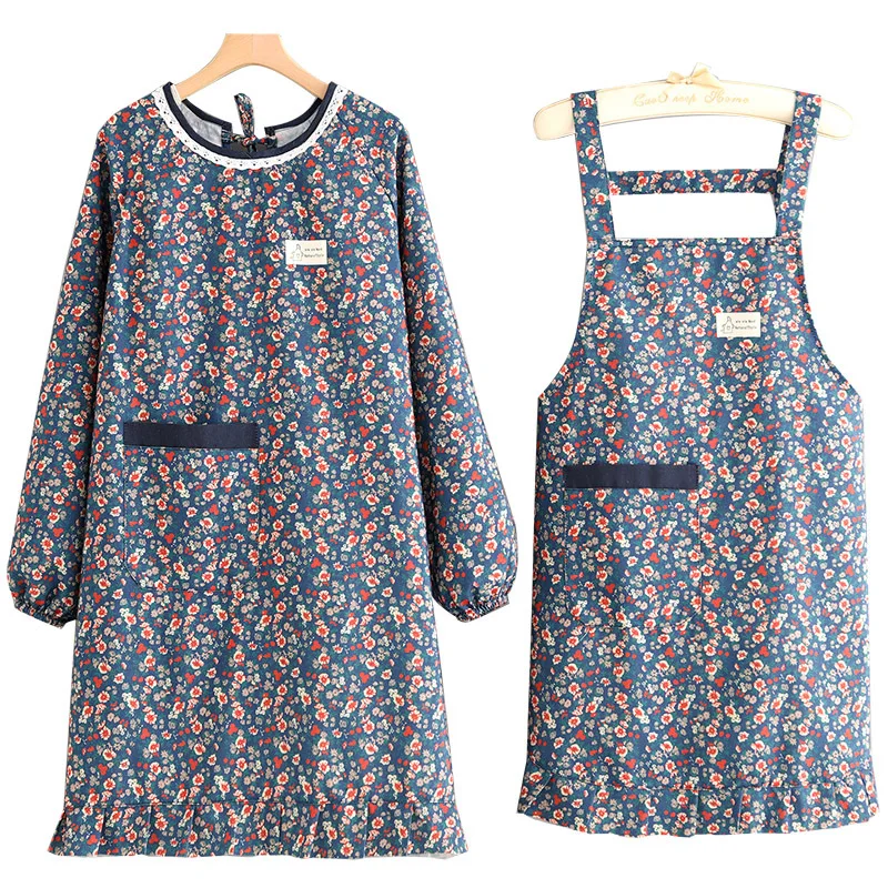 

Простой холщовый фартук с длинными рукавами, бытовой кухонный фартук для приготовления пищи, противообрастающий дышащий фартук для общественного питания, специальный халат для отеля